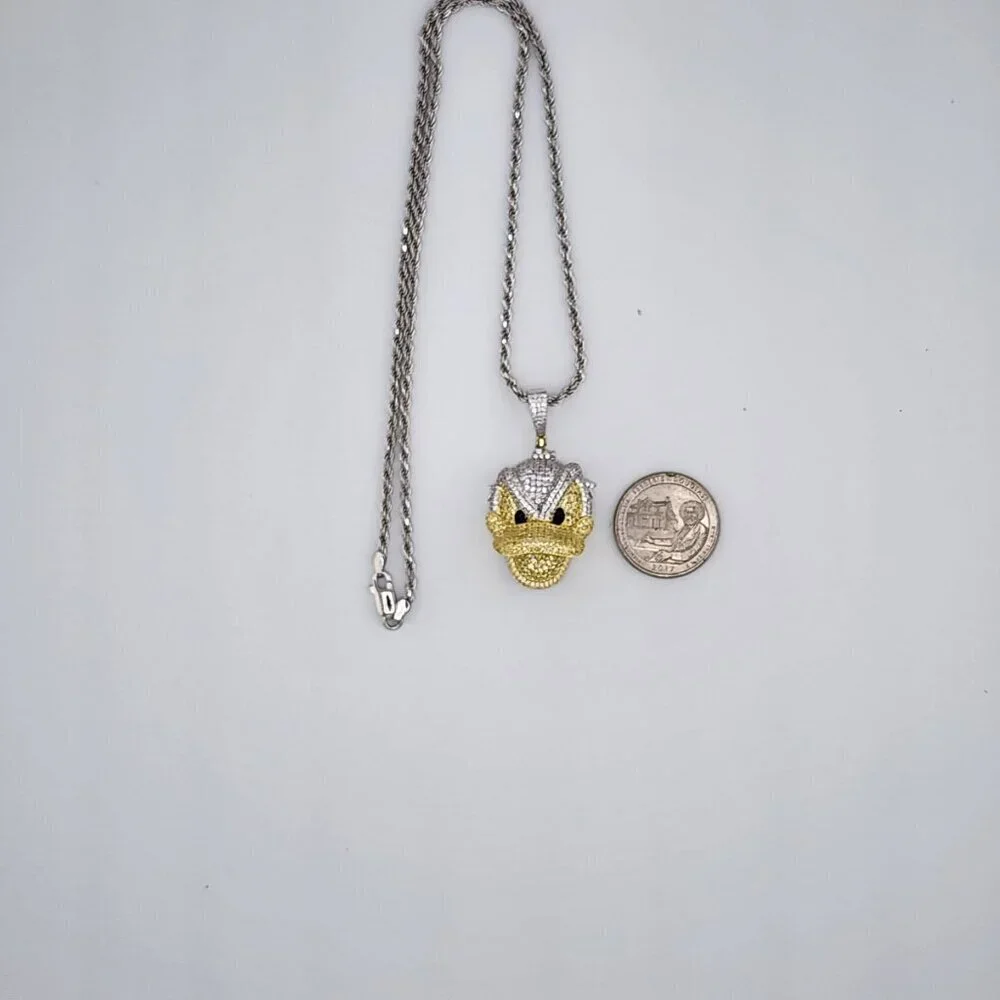 Brand New Sterling Silver 925 Angry Donald Necklace